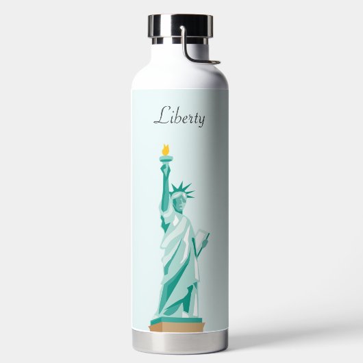 Lady Liberty op Light Sky Blue Waterfles (Links)