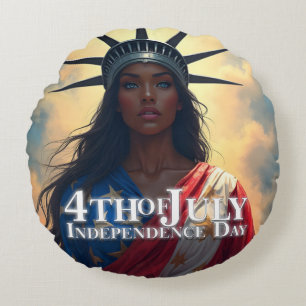 Lady Liberty opnieuw voorgesteld – Een nieuw gezic Rond Kussen