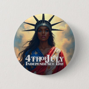 Lady Liberty opnieuw voorgesteld – Een nieuw gezic Ronde Button 5,7 Cm