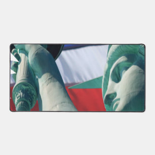 Lady Liberty USA Flag Achtergrond Vrijheidsbeeld Bureaumat