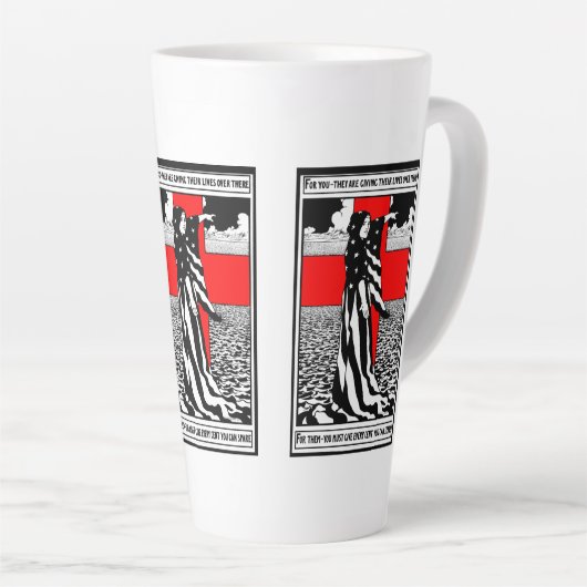 Lady Liberty WWI US Patriottisch Poster 1918 Latte Mok (Rechterhoek)