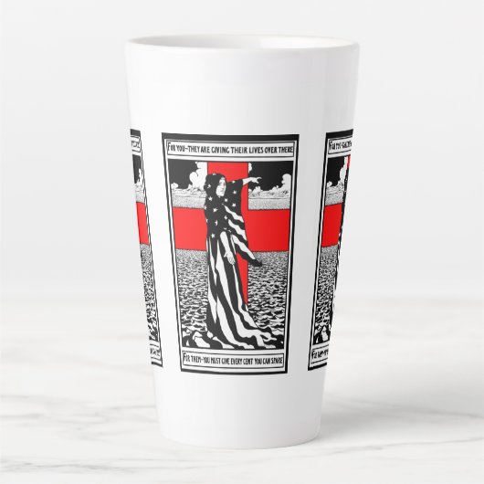 Lady Liberty WWI US Patriottisch Poster 1918 Latte Mok (Voorkant)