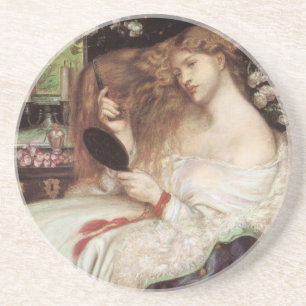 Lady Lilith door Rossetti, Antiek Victoriaans Port Zandsteen Onderzetter