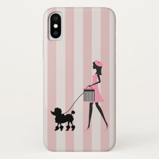 Lady lopen zwarte poedel Case-Mate iPhone Case (Achterkant)