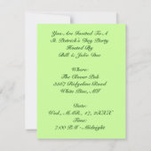 LADY LUCK IN CLOVER ST. PATRICK'S DAG PARTIJ INVIT KAART (Achterkant)