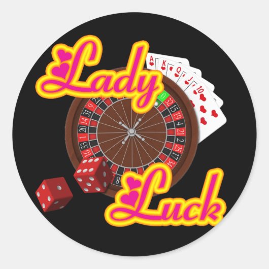 LADY LUCK RONDE STICKER (Voorkant)