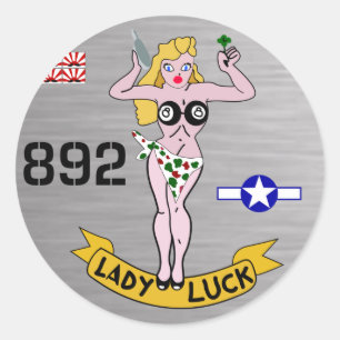 Lady Luck WWII neus kunst Ronde Sticker