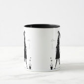 Lady marche son mignon chat Mug (Centre)