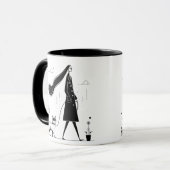 Lady marche son mignon chat Mug (Devant gauche)