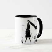 Lady marche son mignon chat Mug (Devant droit)