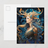 Lady Met Antlers Boho Fantasy Art Briefkaart (Voorkant / Achterkant)