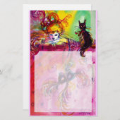 LADY MET BLACK CAT / Venetiaanse Masquerade Briefpapier (Voorkant / Achterkant)