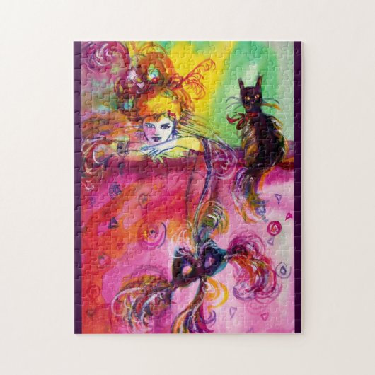 LADY MET BLACK CAT / Venetiaanse Masquerade Legpuzzel (Verticaal)