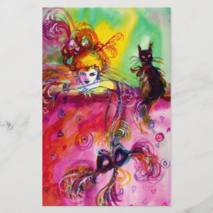 LADY MET BLACK CT / Venetiaanse Masquerade Briefpapier