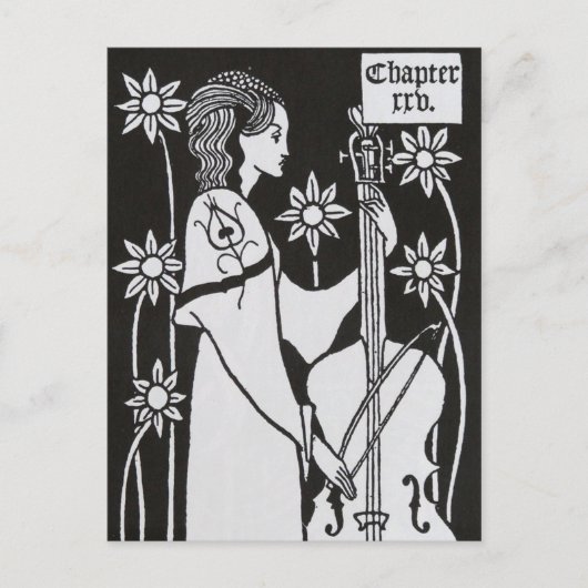 Lady Met Cello van Aubrey Beardsley Briefkaart (Voorkant)