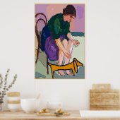 Lady met Dachshund Poster (Keuken)