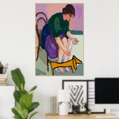 Lady met Dachshund Poster (Thuiskantoor)