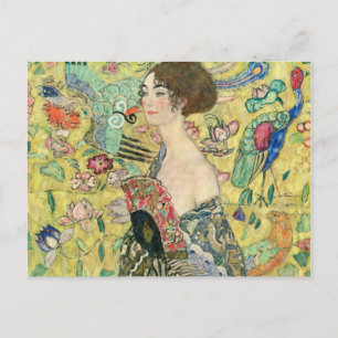 Lady met fan, Gustav Klimt, 1907, art nouveau, vin Briefkaart