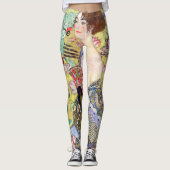 Lady met Fan van Gustav Klimt, Japonisme Leggings (Voorkant)