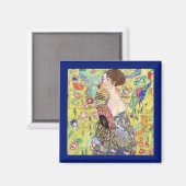 Lady met Fan van Gustav Klimt,  Japonisme Magneet (Voorkant / Achterkant)