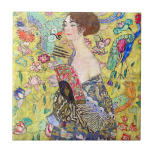 Lady met Fan van Gustav Klimt,  Japonisme Tegeltje