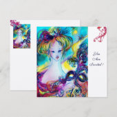 LADY MET MASK/Venetiaanse Masquerade Ball Kaart (Voorkant / Achterkant)