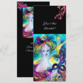 LADY MET MASK/Venetiaanse Masquerade Ball, zwart Kaart (Voorkant / Achterkant)