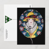 Lady met Morning Glories Briefkaart (Voorkant / Achterkant)