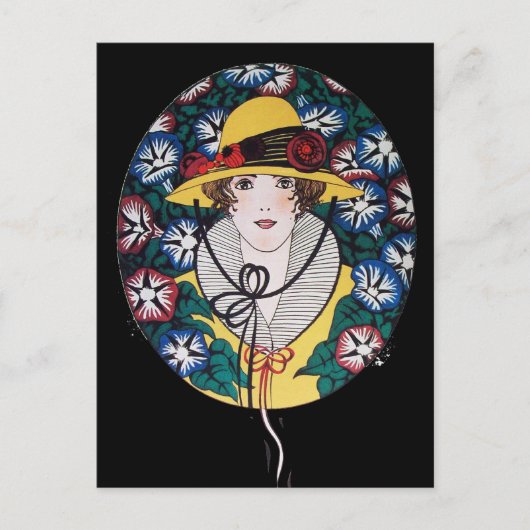 Lady met Morning Glories Briefkaart (Voorkant)