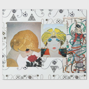 LADY MET ROSE, ART DECO BEAUTY MODE COSTUME CADEAUPAPIER