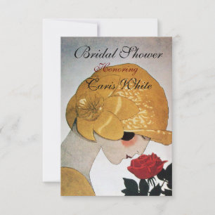 LADY MET ROSE MONOGRAM VRIJGEZELLENFEEST PARTIJ KAART