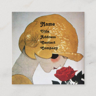 LADY MET ROSE ROSE BEAUTY MODE COSTUME DESIGNER VIERKANTE VISITEKAARTJE