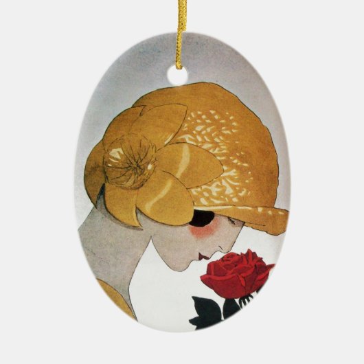 LADY MET ROSE ROSE KERAMISCH ORNAMENT (Voorkant)