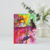 LADY MET ZWARTE CAT BRIEFKAART (Staand voorkant)