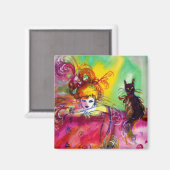 LADY MET ZWARTE CAT MAGNEET (Voorkant / Achterkant)