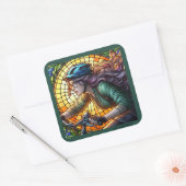 Lady Mountain Biker Vierkante Sticker (Envelop)