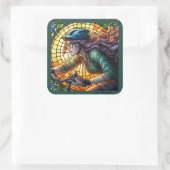 Lady Mountain Biker Vierkante Sticker (Tas)