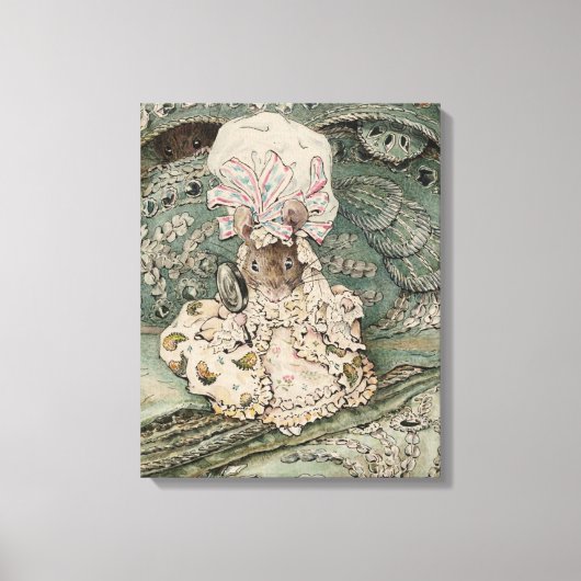 Lady Mouse in een muts (door Beatrix Potter) Canvas Afdruk (Voorkant)