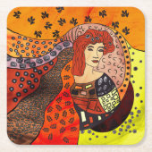 Lady Natuur Vierkante Kartonnen Onderzetter (Voorkant)