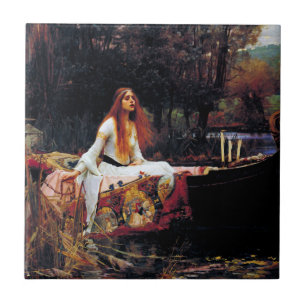 Lady of Shallot op de boot Waterhouse Art Tegel Tegeltje