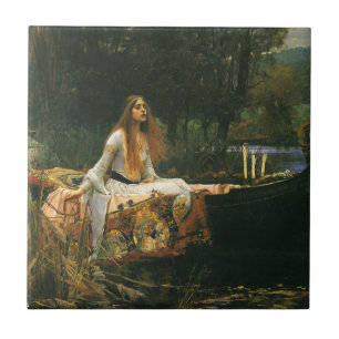 Lady of Shalott op boot door John William Waterhou Tegeltje