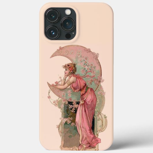 LADY OF THE MOON with FLOWERS IN PINK Case-Mate iPhone Case (Achterkant)