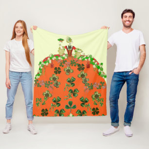 LADY ORANGE EN KLAVEREN St. Patricks Day-feest Fleece Deken