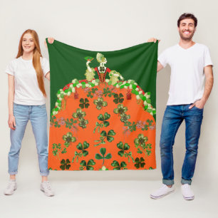 LADY ORANGE EN KLAVERTJES St. Patricks Day Groen Fleece Deken