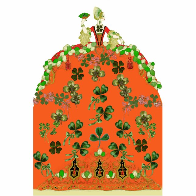 LADY ORANGE EN SHAMROCKS St. Patrick's Day-feest Staand Fotobeeldje (Voorkant)