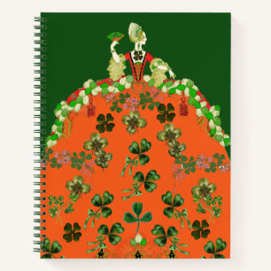LADY ORANJE EN SHAMROCKS St. Patricks Day Green Notitieboek