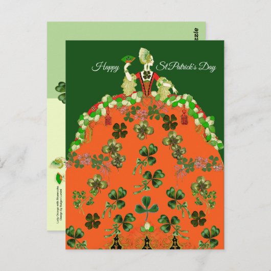 LADY ORANJE EN SHAMROCKS St. Patricks Day Mode Briefkaart (Voorkant / Achterkant)