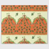 LADY ORANJE EN SHAMROCKS St. Patricks Day Mode Cadeaupapier (Vlak)