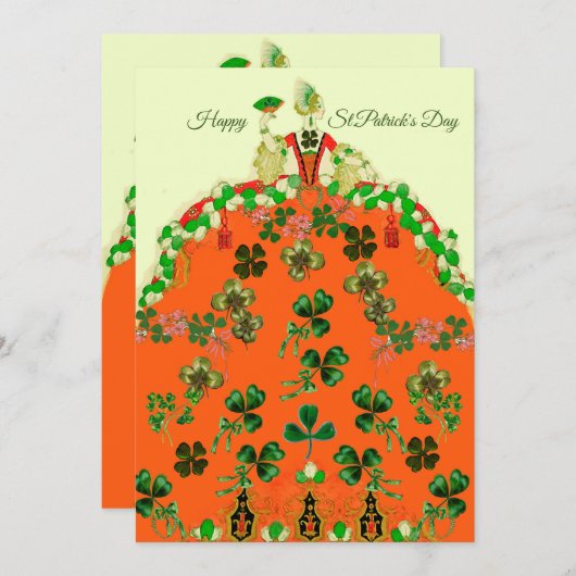 LADY ORANJE EN SHAMROCKS St. Patricks Day Mode Feestdagenkaart (Voorkant / Achterkant)
