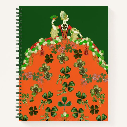 LADY ORANJE, SHAMROCKS St. Patricks Day Green Notitieboek (Voorkant)